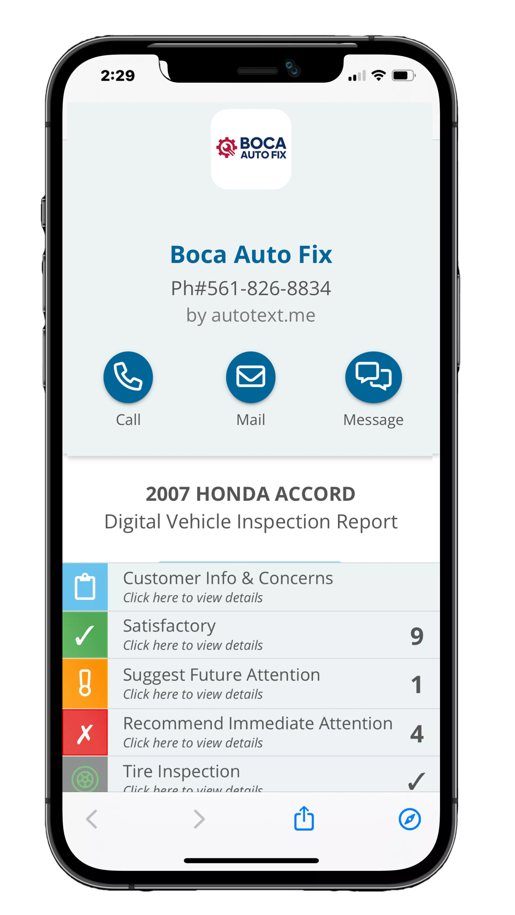 digital vehicle inspection - boca auto fix
